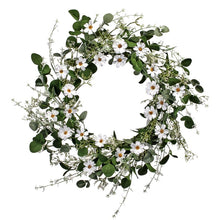 Load image into Gallery viewer, Green; White Daisy and Honeysuckle 26&quot; Polyester Wreath 1219AH
