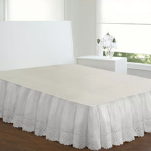 Load image into Gallery viewer, Queen White Dakota Eyelet Extra Long 145 Thread Count 18&quot; Bed Skirt
