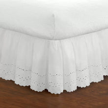 Load image into Gallery viewer, Queen White Dakota Eyelet Extra Long 145 Thread Count 18&quot; Bed Skirt
