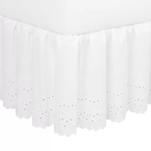Load image into Gallery viewer, Queen White Dakota Eyelet Extra Long 145 Thread Count 18&quot; Bed Skirt
