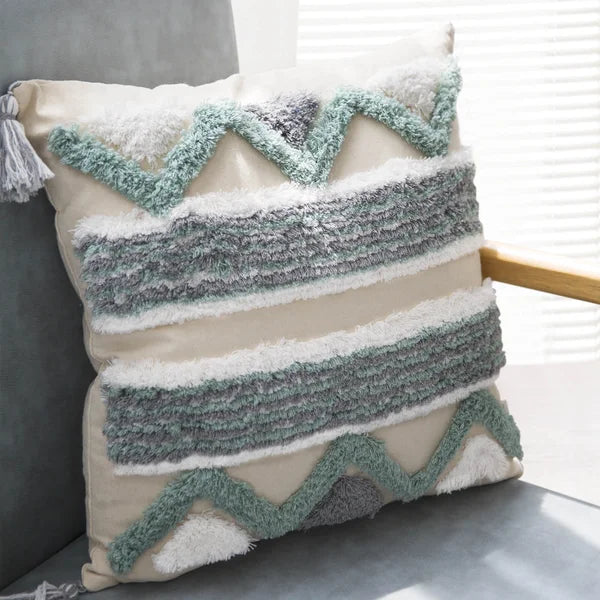Dakota Fields Square Woven Tufted Throw Pillow Cover With Tassels