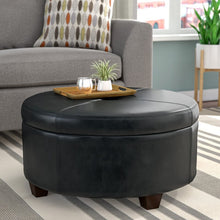 Load image into Gallery viewer, Dalila 31.75&quot; Wide Faux Leather Tufted Round Storage Ottoman 3794RR
