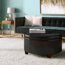 Load image into Gallery viewer, Dalila 31.75&quot; Wide Faux Leather Tufted Round Storage Ottoman 3794RR
