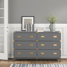 Load image into Gallery viewer, Dania 6 Drawer Double Dresser Gray
