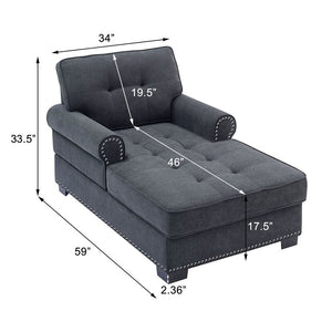Dark Gray Linen Fabric Calma Chaise Lounge 6480RR