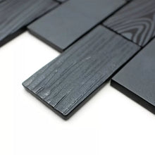 Load image into Gallery viewer, Dark knight 2&quot; x 4&quot; Glass Brick Joint Wood look Mosaic Wall Tile - 9.6 sq. ft.
