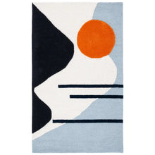 Load image into Gallery viewer, Dash Abstract Handmade Tufted Wool Area Rug in Ivory/Blue 4&#39; x 6&#39;
