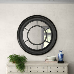 Dasher Round Wood Wall Mirror