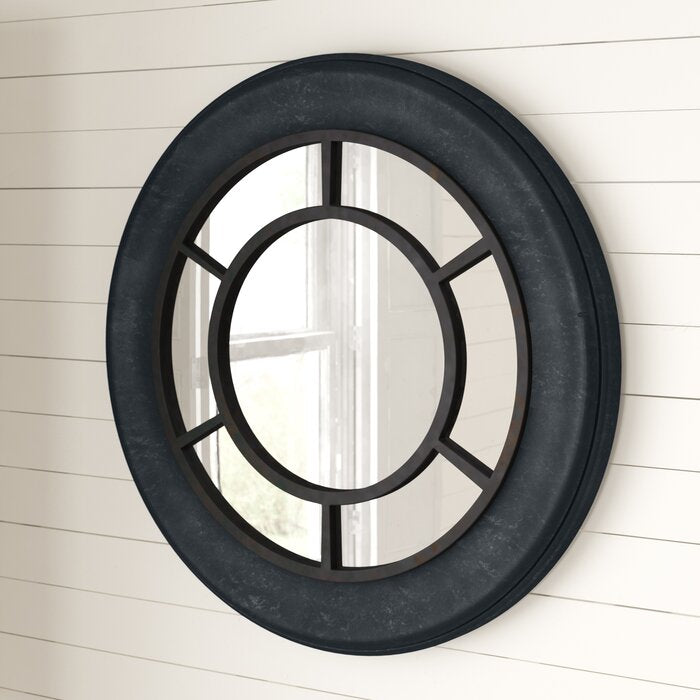 Dasher Round Wood Wall Mirror