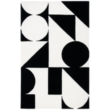 Load image into Gallery viewer, Dave Geometric Handmade Tufted Wool Area Rug in Ivory/Black 2&#39;3&quot; x 6&#39;
