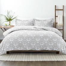 Load image into Gallery viewer, King Duvet Cover + 2 Shams Daveigh Light Gray Microfiber Duvet Cover Set
