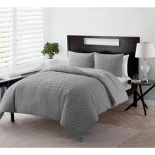 Load image into Gallery viewer, Full/Queen Comforter + 2 Standard Shams Gray Daziel Microfiber Modern &amp; Contemporary Comforter Set
