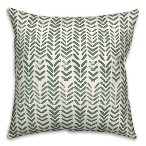16" x 16" Green Deberah Herringbone Print 6 Outdoor Square Pillow Cover & Insert, Set of 2  (2 BOXES)
