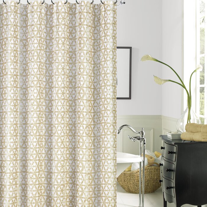Decicco Printed Single Shower Curtain Iron Gate Gold (1264ND)