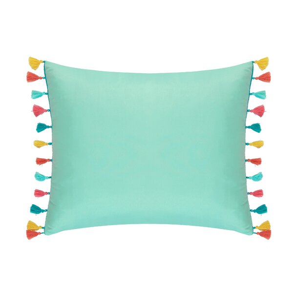 Twin Aqua Decoteau Tassel Reversible Comforter Set 1691AH