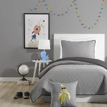 Load image into Gallery viewer, Twin Gray Deidre Microfiber Reversible Modern &amp; Contemporary 2 Piece Quilt Set

