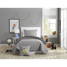 Load image into Gallery viewer, Twin Gray Deidre Microfiber Reversible Modern &amp; Contemporary 2 Piece Quilt Set
