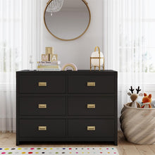 Load image into Gallery viewer, Black Delafuente 6 Drawer Double Dresser OG258
