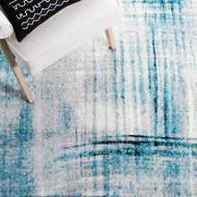 Load image into Gallery viewer, Deliah Power Loom Performance Ivory/Teal Rug, Rectangle 6&#39; x 9&#39;
