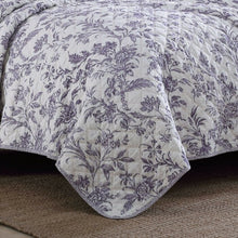 Load image into Gallery viewer, King Quilt + 2 King Shams Delilia Floral Purple/White 100% Cotton Reversible Quilt Set
