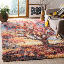 Load image into Gallery viewer, Delma Floral Area Rug in Rust/Blue, Rectangle 2&#39;3&quot; x 3&#39;
