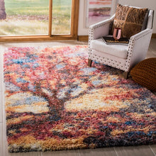 Load image into Gallery viewer, Delma Floral Area Rug in Rust/Blue, Rectangle 2&#39;3&quot; x 3&#39;
