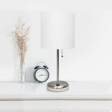 Load image into Gallery viewer, White/Brushed Steel Delp 20&quot; Table Lamp
