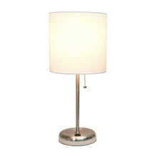 Load image into Gallery viewer, White/Brushed Steel Delp 20&quot; Table Lamp
