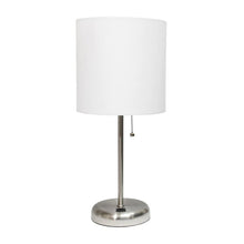 Load image into Gallery viewer, White/Brushed Steel Delp 20&quot; Table Lamp
