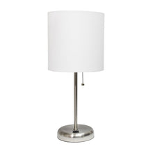 Load image into Gallery viewer, White/Brushed Steel Delp 20&quot; Table Lamp
