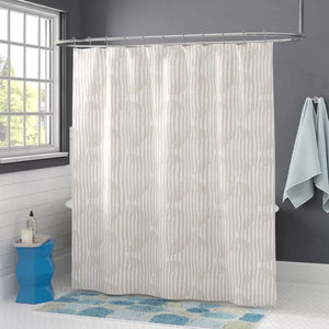 72" H x 70" W Beige/Tan Delphina Geometric Single Shower Curtain