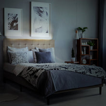 Load image into Gallery viewer, Queen Beige Delray Tufted Upholstered Low Profile Platform Bed
