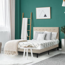 Load image into Gallery viewer, Queen Beige Delray Tufted Upholstered Low Profile Platform Bed
