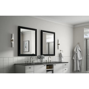 35.63" x 27.76" Matte Black Deluxe Modern Beveled Bathroom/Vanity Mirror