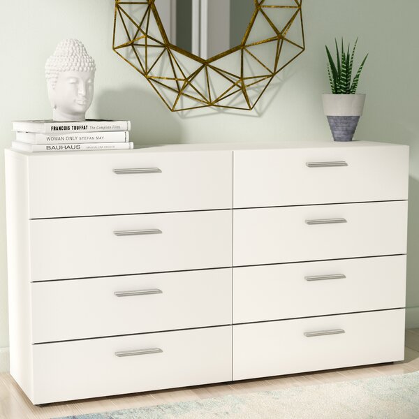 White Dendron 8 Drawer Double Dresser White 3158RR-2 Boxes