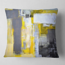 Load image into Gallery viewer, Designart &#39;Grey and Yellow Blur Abstract&#39; Abstract Throw Pillow - Square - 16 in. x 16 in. - Small (Set of 2) 1797AH
