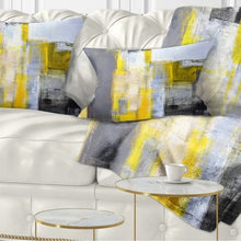 Load image into Gallery viewer, Designart &#39;Grey and Yellow Blur Abstract&#39; Abstract Throw Pillow - Square - 16 in. x 16 in. - Small (Set of 2) 1797AH
