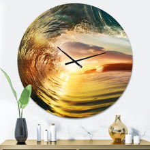 Load image into Gallery viewer, &#39;Colored Ocean Waves Falling Down V&#39; Modern Seashore Wall CLock - 36 in. wide x 36 in. high
