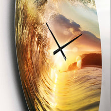 Load image into Gallery viewer, &#39;Colored Ocean Waves Falling Down V&#39; Modern Seashore Wall CLock - 36 in. wide x 36 in. high
