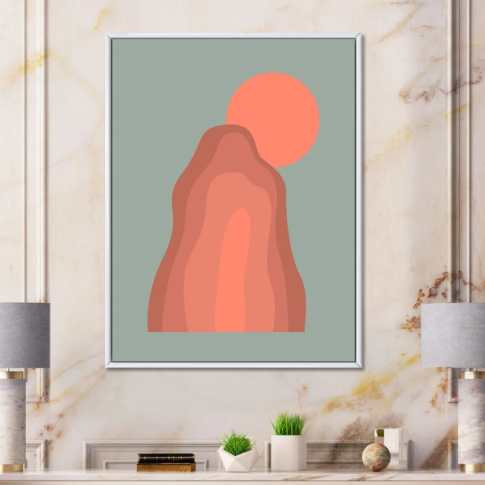 Designart 'Pink Sunset Mountain Landscape' Modern Framed Canvas Wall Art Print