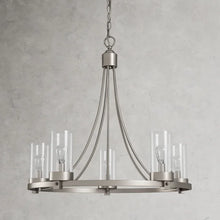 Load image into Gallery viewer, Brushed Nickel Devoe 5 - Light Wagon Wheel Chandelier
