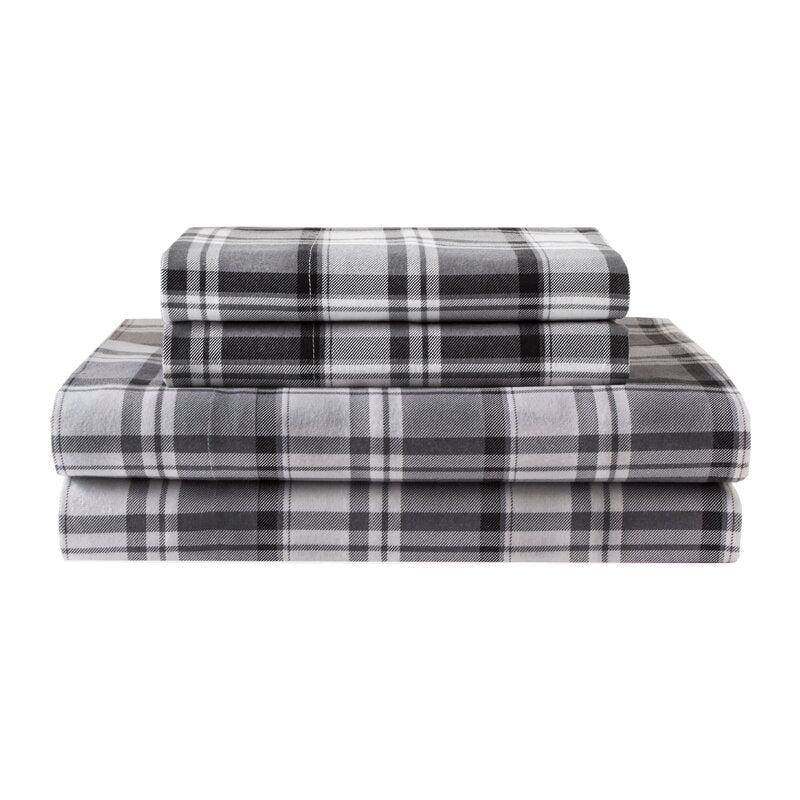 Twin Devonport Plaid 100% Cotton Flannel Sheet Set