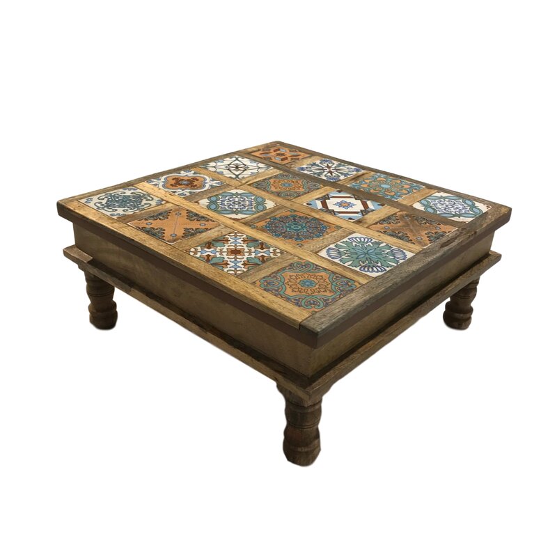Deyja Ceramic Tile Inlay Wood Tea Table MRM3671