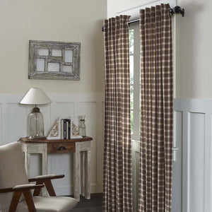Dissay 100% Cotton Plaid Room Darkening Rod Pocket Single Curtain Panel, 40" W x 84" L, (Set of 2)
