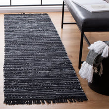 Load image into Gallery viewer, Divine Handmade Flatweave Cotton Area Rug in Black 2&#39;3&quot; x 7&#39;
