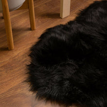 Load image into Gallery viewer, Dominick Handmade Shag Faux Sheepskin Black Area Rug , Rectangle 4&#39; x 6&#39;
