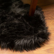 Load image into Gallery viewer, Dominick Handmade Shag Faux Sheepskin Black Area Rug , Rectangle 4&#39; x 6&#39;
