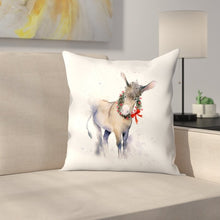 Load image into Gallery viewer, 14&quot; x 14&quot; White/Brown Donkey Wreath Throw Pillow #203MS

