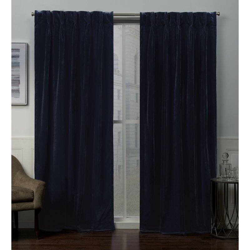 Donna Heavyweight Solid Room Darkening Pinch Pleat Curtain Panels (Set of 2) GL1859