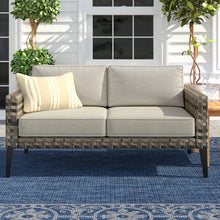Load image into Gallery viewer, Doris 56.5&#39;&#39; Wide Outdoor Wicker Loveseat with Cushions
